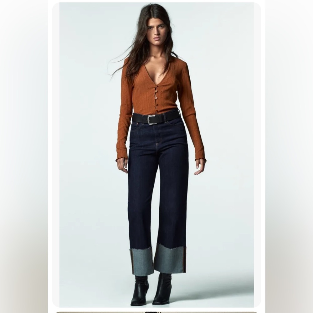 Black Label C'est Toi High Rise Folded Wide Leg Jeans Waist 26/1